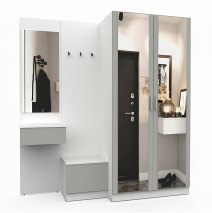 Набор мебели для прихожей "Марсель-158" МР 01-158 В2160 Ш2000 Г580 (ЛДСП Шиншилла серая) Набор мебели для прихожей "Марсель-158" МР 01-158 В2160 Ш2000 Г580 (ЛДСП Шиншилла серая)